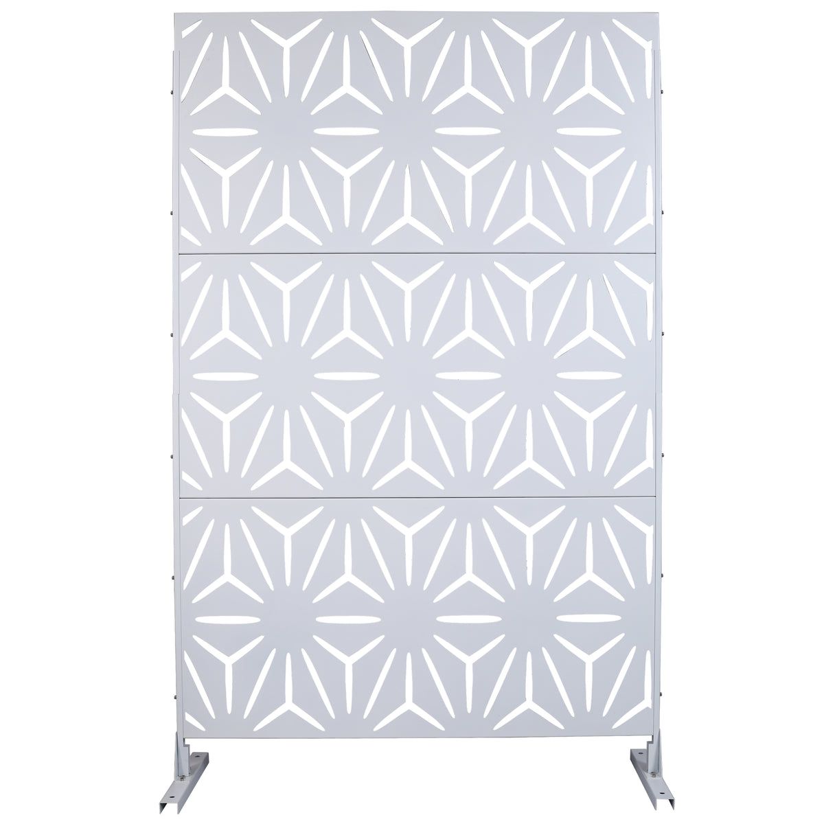 Outdoor & Indoor Privacy Screen Metal Privacy Screen 76' H×48' W, Freestanding Decorative Privacy Screen for Deck Balcony Patio, Privacy Fence Panels for Outside Lawn Garden PS104 WHITE