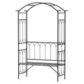 Outsunny Metal Trellis Arbor Arch for Climbing Plants with Garden Bench, Grow Grapes & Vines, Patio Decor & 2-Person Outdoor Steel Decorative Seating, 484 lbs. Weight Capacity, Black