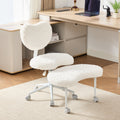 Artificial rabbit hair Meditation Chair Plus, Cross Legged Chair with Wheels, ADHD Chair, Criss Cross Desk Chair with Lumbar Support and Adjustable Stool, Flexible Design for Fidgety Sitters, Beige