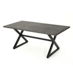 Rolando Outdoor Aluminum Dining Table with Steel Frame, Grey / Black