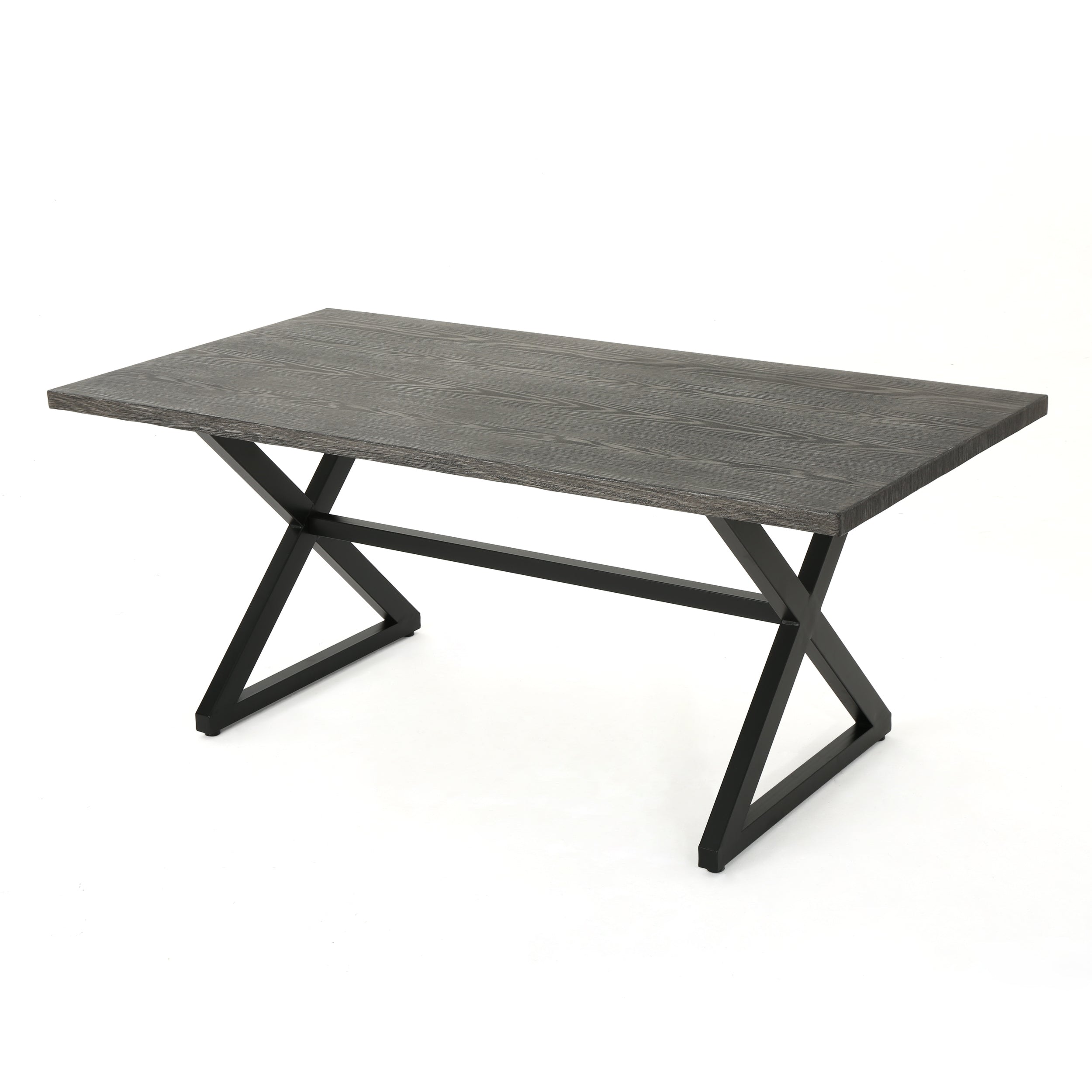 Rolando Outdoor Aluminum Dining Table with Steel Frame, Grey / Black