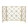 Margaret 3-Panel Fireplace Screen Iron Black/Gold
