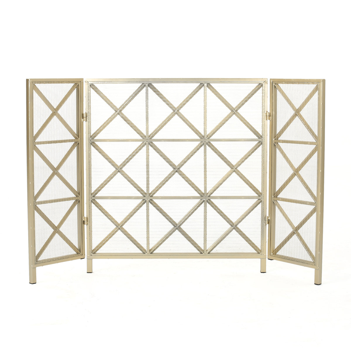 Margaret 3-Panel Fireplace Screen Iron Black/Gold