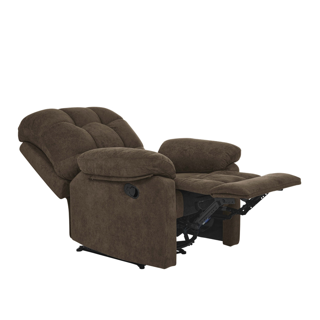 Devonaire Manual Recliner with Padded Arms in Dark Brown Polyester, 36.2 x 38.6 x 40 inches