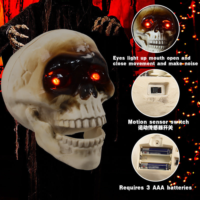 Halloween Induction Electric Open Mouth Skull Luminous Sound