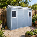 8 ft x 4 ft Outdoor Storage Shed with Two-Window and Double-Door, Plastic Shed with Floor for Garden,Patio,Yard,Lawn,gray (W540S00045)(W540S00074)(W540S00055)