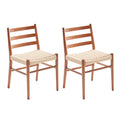 Dining Chairs Set of 2, Woven Rope Seat with Sturdy Metal Frame, Mid Century Modern Dining Room Chairs for Kitchen, Living Room, Restaurant