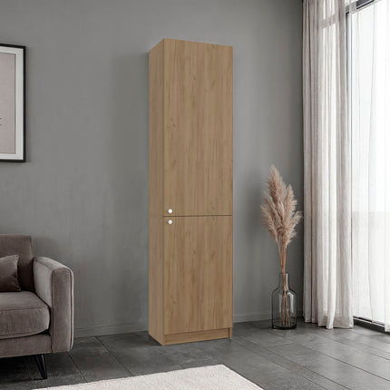 Home Tall Freestanding Bookcase with Double Doors and 5 Interior Storage Shelves, Vertical Storage Cabinet for Living Room, Office or Bedroom