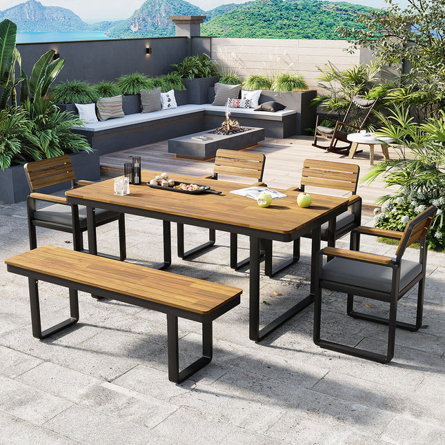 6-Piece Outdoor Dining Set with Acacia Wood