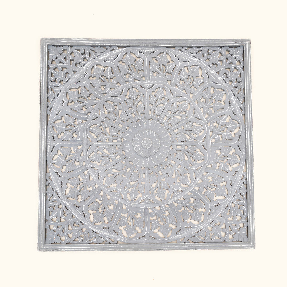 Handcrafted Wooden Wall Art Panel, 48x48 inch Intricate Mandala Wall Décor Large Decorative Carved Wood Wall Hanging for Living Room, Bedroom, Entryway & Office