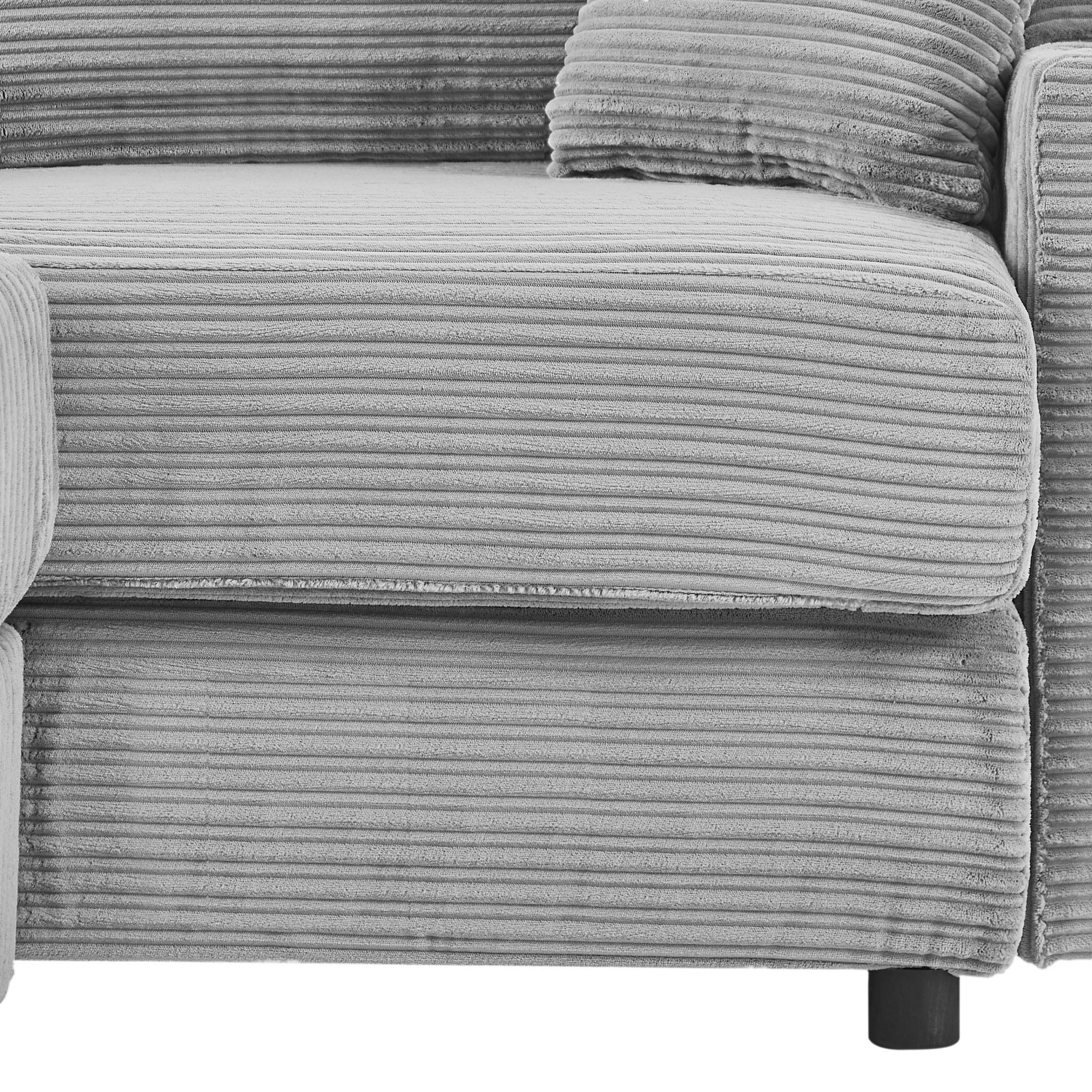 Modern Style Single Sofa Couch with Storage, USB Ports, Cup Holders, and Phone Holder, Grey Corduroy, 41.7' - Eloy Royal