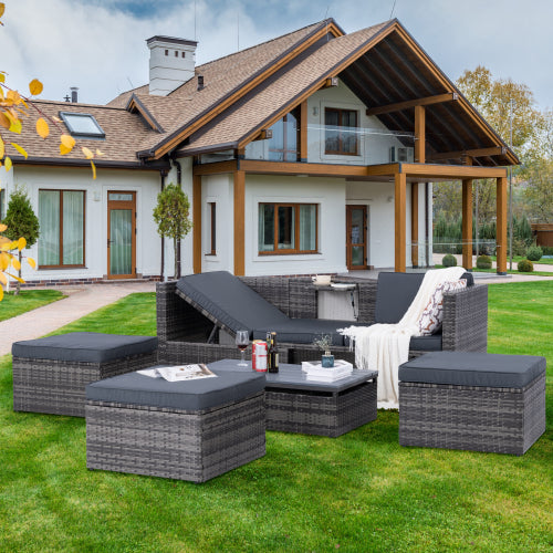 Alameda 5-Piece Wicker Set with Coffee Table, Dark Grey