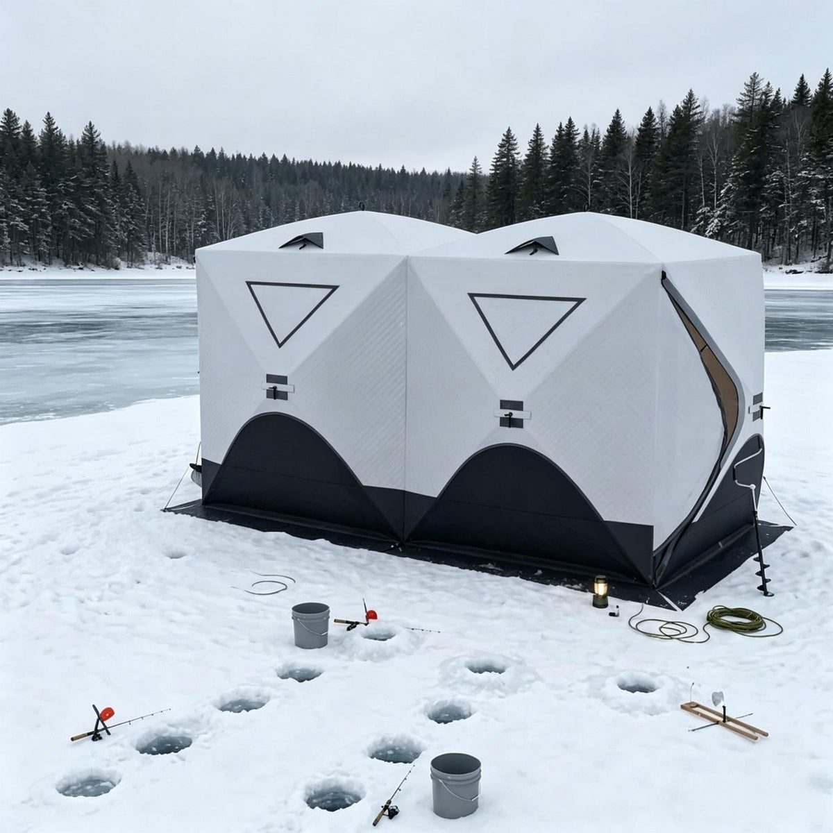 Insulated Pop-Up Ice Fishing Tent,Spacious Walk-In Ice Castle Tent,Outdoor Pop-Up Shelter,Instant Setup Outdoor Tent,Portable Pop-Up Ice Fishing Shelter