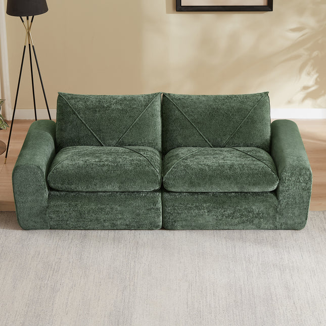 Modern minimalist beige fabric chenille combination sofa with spacious and comfortable living