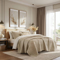 King 3 Piece Cotton Quilt Set Linen