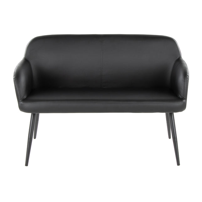 High Back Bench in Black Steel and Black Faux Leather