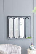 36' x 36' Large Four Oval Wall Mirror with Black Square Frame, Home Decor for Living Room, Bedroom, Entryway, Office