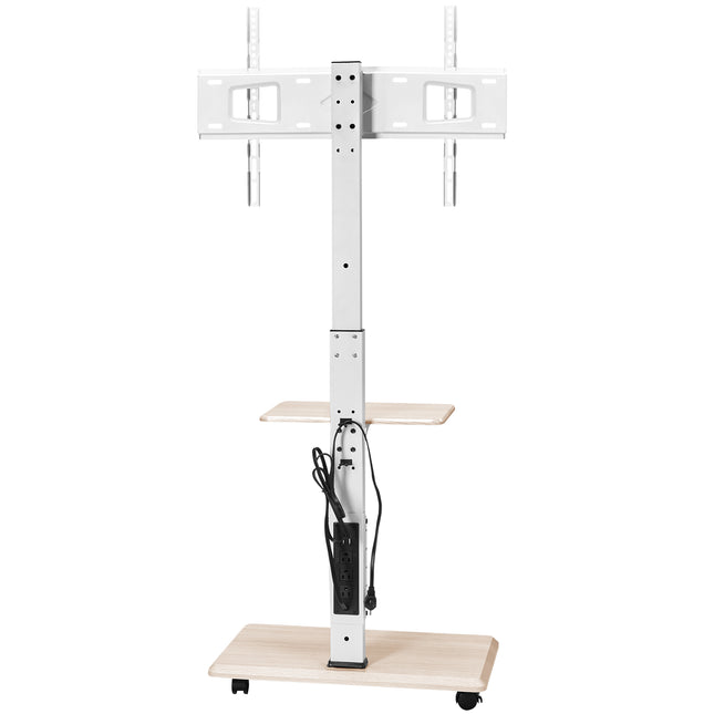 Rolling TV Stand, Mobile TV Cart for 32-70 Inch Screens, 25° Left-Right Rotation and Height Adjustable TV Mount with Tray, Holds up to 88 lbs for Corner, Bedroom, Outdoor, Max VESA 600x400mm