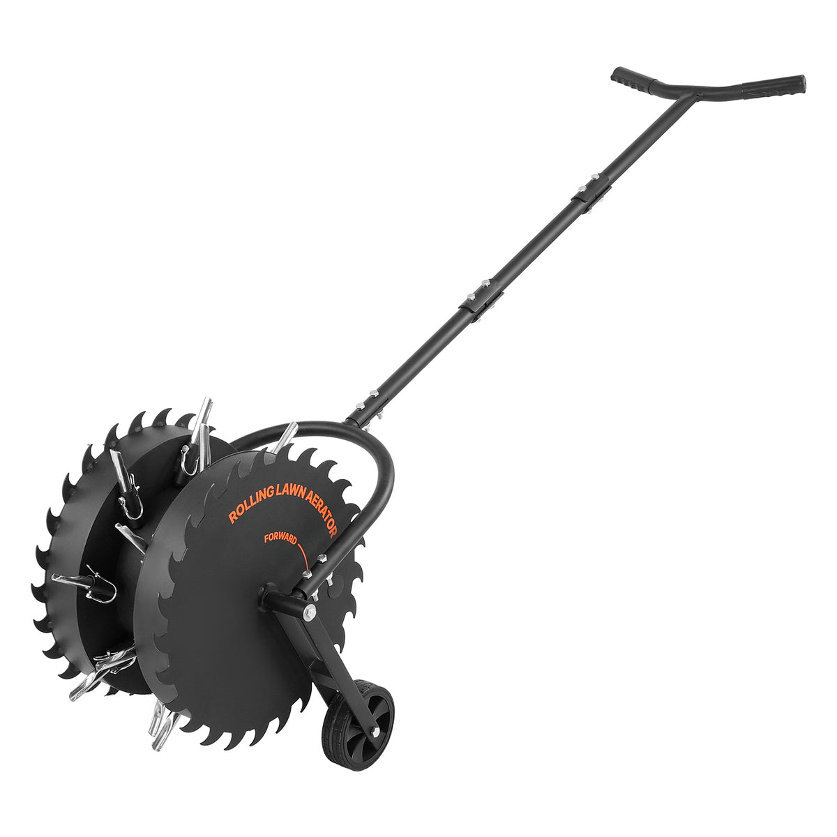 Rolling Lawn Core Aerator, 16.6 in Coring Aerator Roller with Anti-Clog Tines, Heavy Duty & Rust-Resistant, Yard Grass Pulling Plugs Manual Aeration Tool for Compacted Garden Soil Loosening