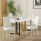 Dining Chairs Set of 4, Comfortable Dining Room Chair, Metal Kitchen Chairs with Leathaire Fabric and High Back (Cream White, Set of 4) - Eloy Royal