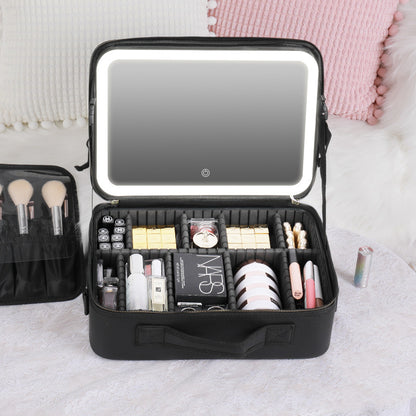 Smart LED Cosmetic Case With Mirror Cosmetic Bag Large Capacity Fashion Portable Storage Bag Travel Makeup Bags - Eloy Royal