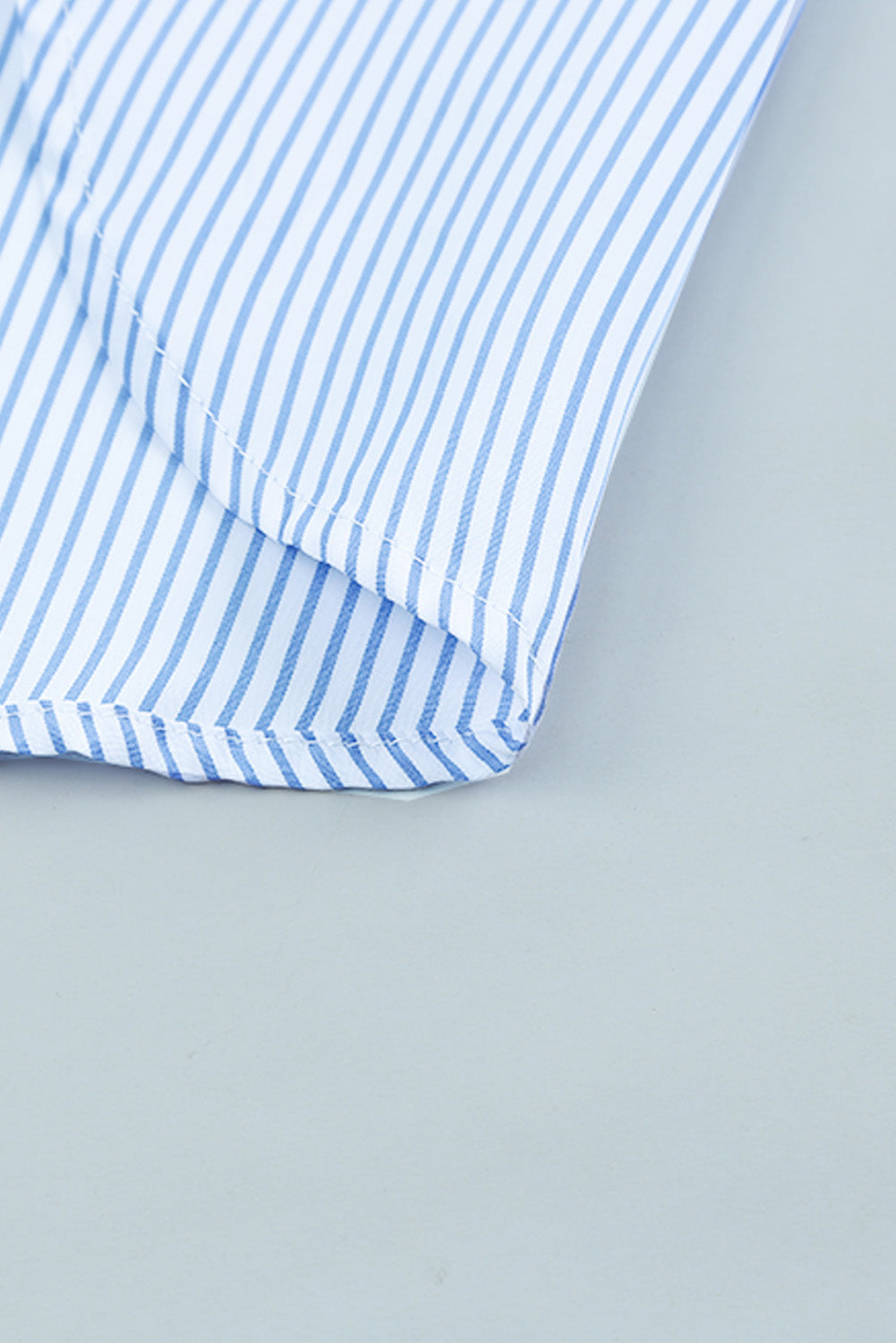 Light Blue Striped Casual Shirred Cuffs Shirt - Eloy Royal