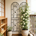 2 Pack Metal Garden Trellis 86.7' x 19.7' Rustproof Trellis for Climbing Plants Outdoor Flower Support Peacock Style Black