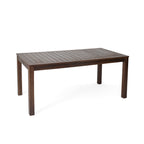 69 Acacia Wood Outdoor Dining Table with Slatted Top, Dark Brown