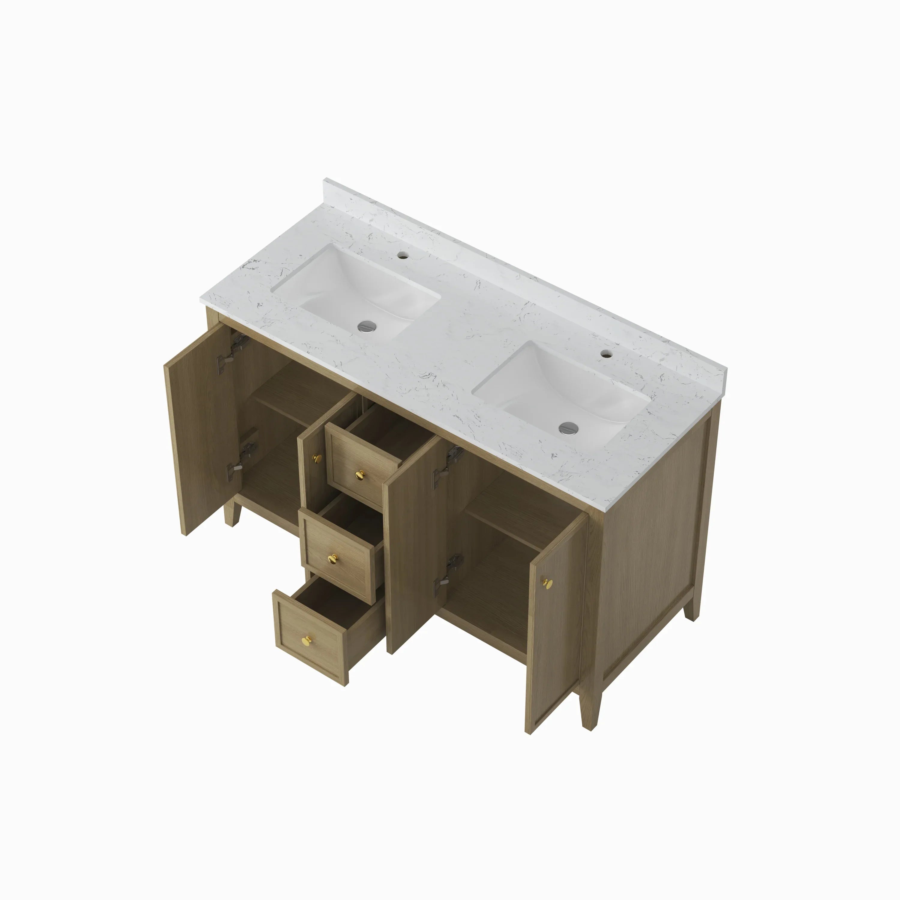 54' Bathroom Vanity Cabinet,Bathroom Wall-Mount Cabinet with Double Basins Sink - Eloy Royal