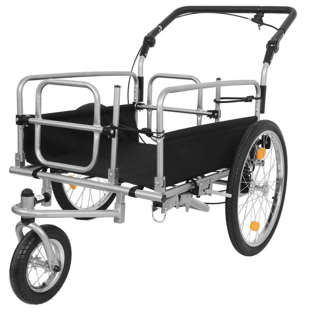 3-in-1 Heavy-Duty Bike Cargo Trailer –Bike Compatible Steel Frame, 110lb Capacity, Convertible Stroller & Pull Cart w/Suspension, 20' Wheels & Accessories