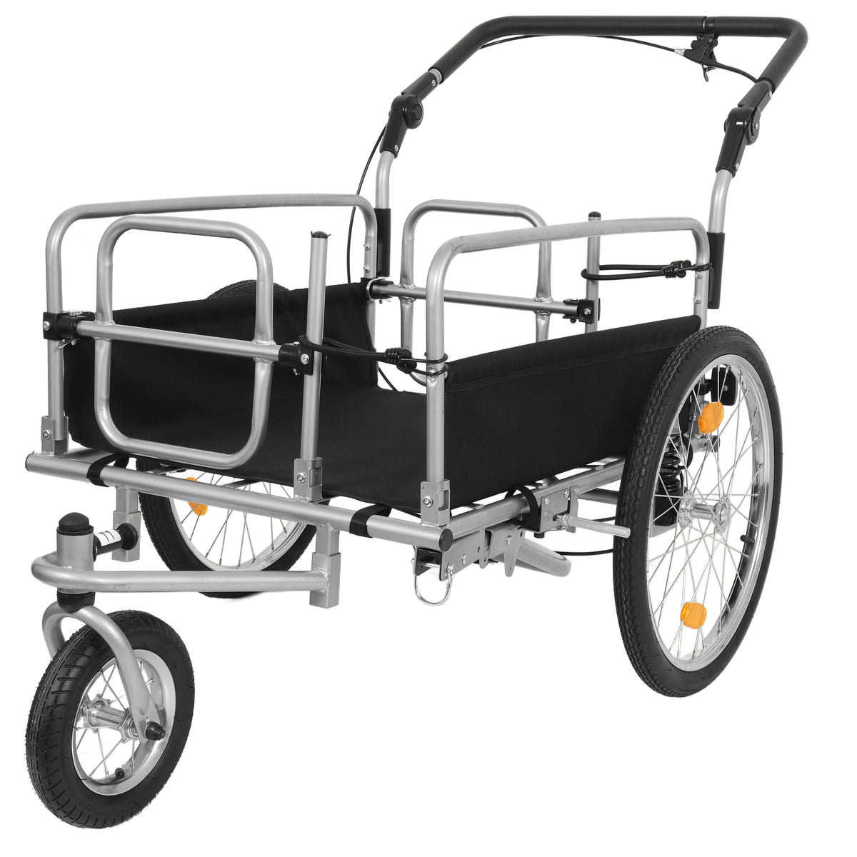 3-in-1 Heavy-Duty Bike Cargo Trailer –Bike Compatible Steel Frame, 110lb Capacity, Convertible Stroller & Pull Cart w/Suspension, 20' Wheels & Accessories