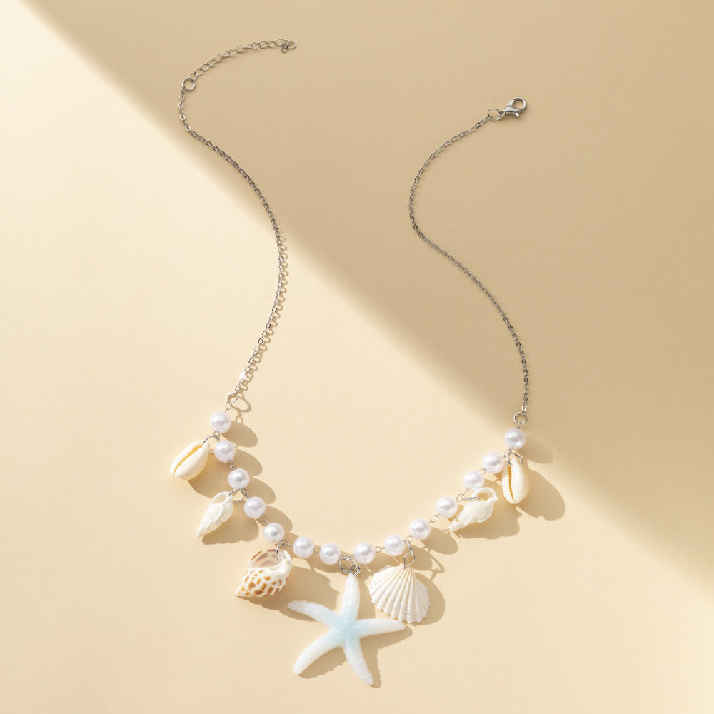 Pearl Conch Starfish Necklace Fashion Shell Clavicle Chain