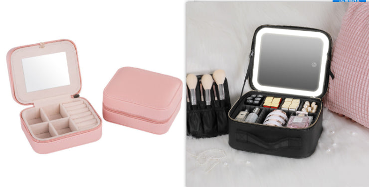 Smart LED Cosmetic Case With Mirror Cosmetic Bag Large Capacity Fashion Portable Storage Bag Travel Makeup Bags - Eloy Royal