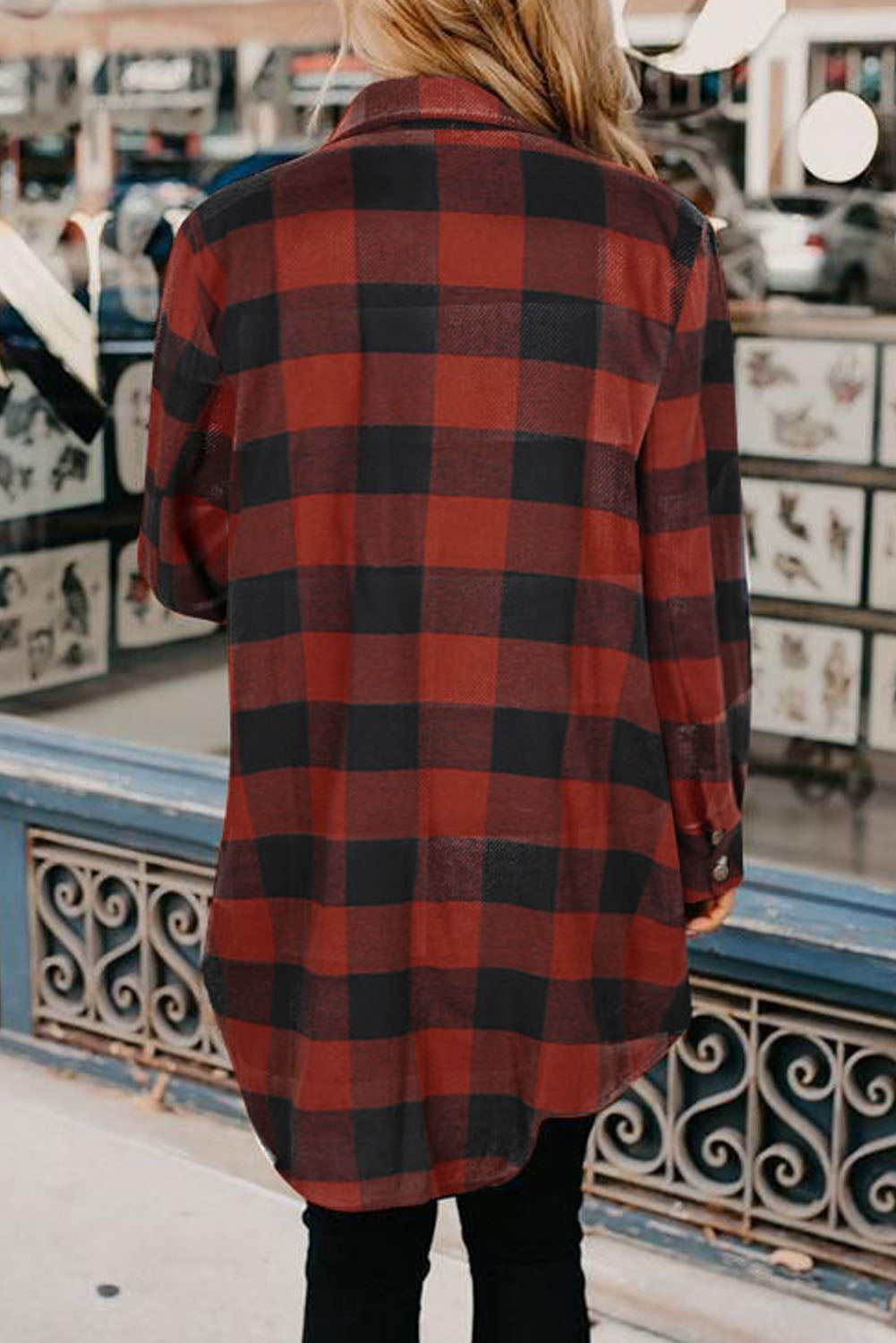 Wholesale Brown & Black Plaid Collared Botton Down Long Shirt Shacket - Eloy Royal