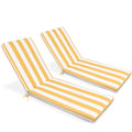 2PCS Set Outdoor Lounge Chair Cushion Replacement Patio Funiture Seat Cushion Chaise Lounge Cushion-Yellow/White