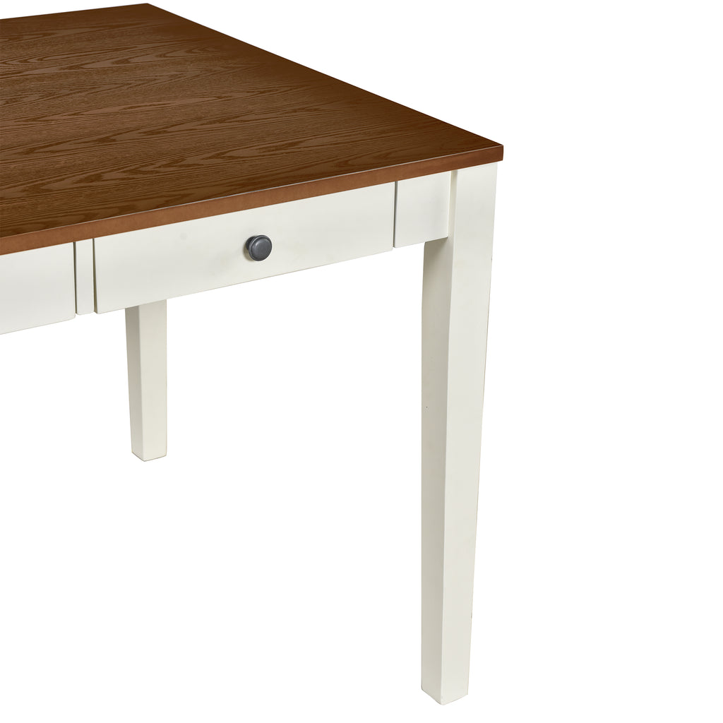 Tarascon 6-Piece Mid-Century Dining Set with Drawer and Bench, Buttermilk