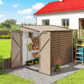 Outdoor Storage Shed Brown  Metal Shed with Foundation Kit, Lockable Doors and Gloves for Patio, Law