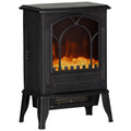HOMCOM 22' Free Standing Electric Fireplace Stove, Fire Place Heater with Realistic Flame Effect, Overheat Safety Protection, 750W / 1500W, Black