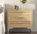Night Stand 3 Drawer Nightstand Dressers for Bedroom Mid-Century Modern Couch Side End Table for Living Room Wood Bedside Table with Drawers&Polished Silver Legs,Light Walnut