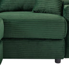 Modern Style Single Sofa Couch with Storage, USB Ports, Cup Holders, Green Corduroy - Eloy Royal
