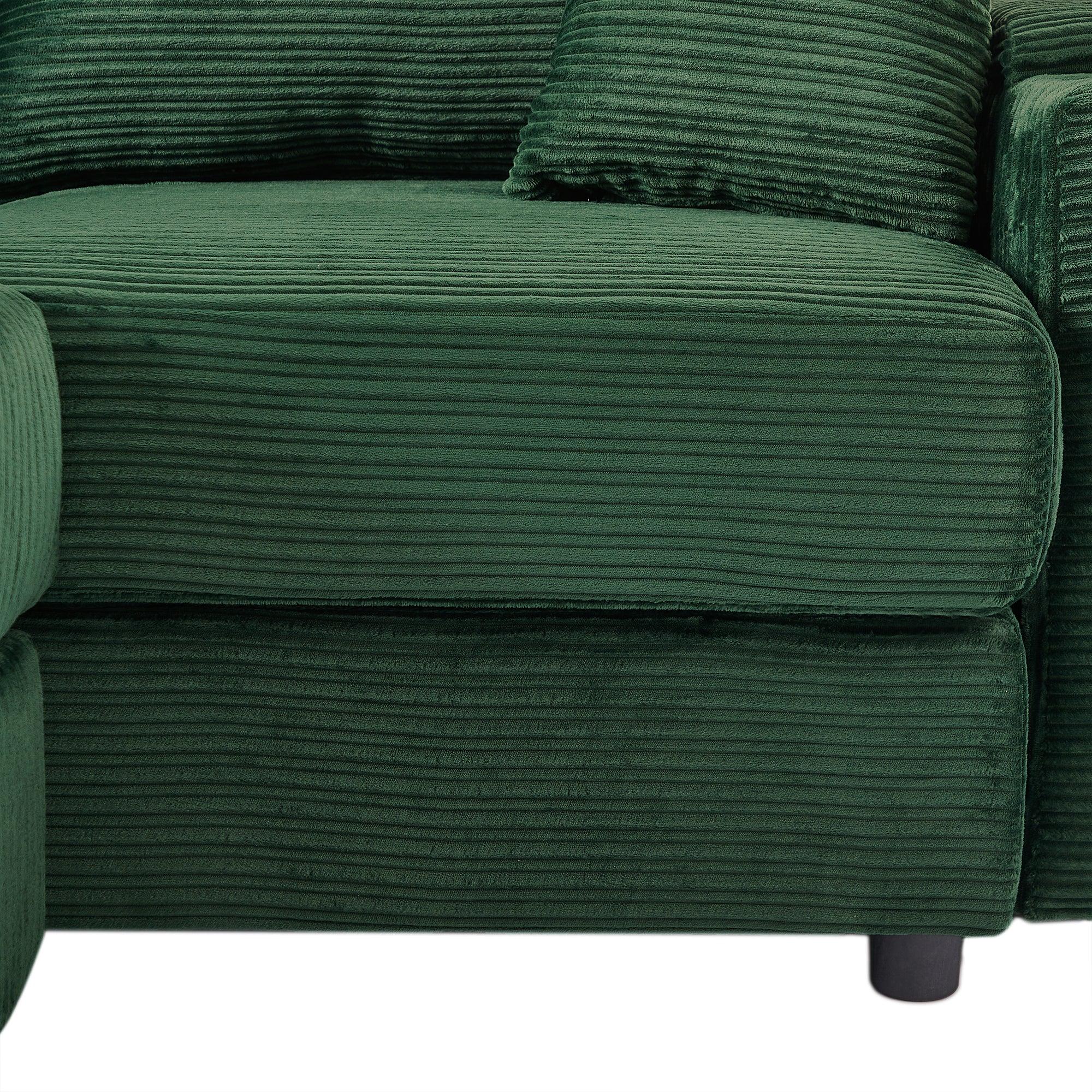 Modern Style Single Sofa Couch with Storage, USB Ports, Cup Holders, Green Corduroy - Eloy Royal