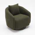 Swivel Accent Chair, Barrel Armchair with Back Pillow & Wood Frame for Living Room, Bedroom, Office