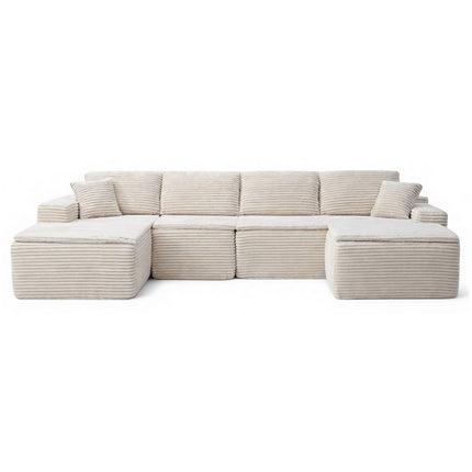 134' Modern Minimalist Modular Sectional Couch, Comfort L Shaped 4-Seat Lounge Sofa with Seat Cushion&Ottoman, Left Hand Facing