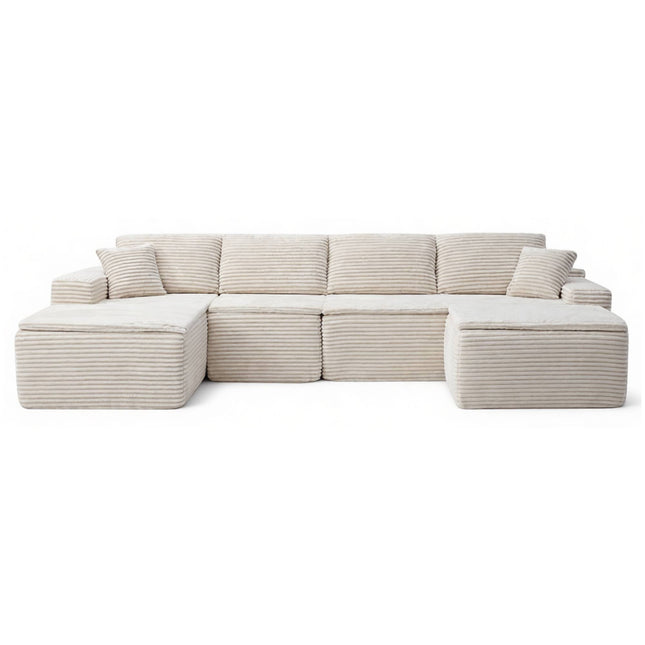 134' Modern Minimalist Modular Sectional Couch, Comfort L Shaped 4-Seat Lounge Sofa with Seat Cushion&Ottoman, Left Hand Facing