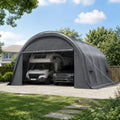 20x20 FT Arched Carport, Heavy Duty Outdoor Garage with Galvanized Steel Frame & 200G PE Tarp, Waterproof & UV Resistant – For Car, SUV, Truck, Boat, Party, Storage