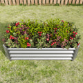 2PCS Silver 4×2×1ft Metal Raised Garden Bed, Rectangle Raised Planter for Flowers Plants, Vegetables Herb