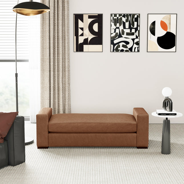 Stylish and Durable Brown Faux Leather Ottoman