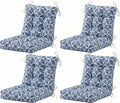 Outdoor Chair Cushions Set of 8, 19 x 19 x 4 Inch Tufted Seat Cushions with Ties, Waterproof Patio Chair Pads for Dining Chairs, Garden & Outdoor Furniture- Blue