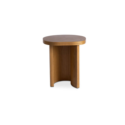 Accent Table, Freeform Solid Oak Top, Oak Veneer Base, Natural Finish