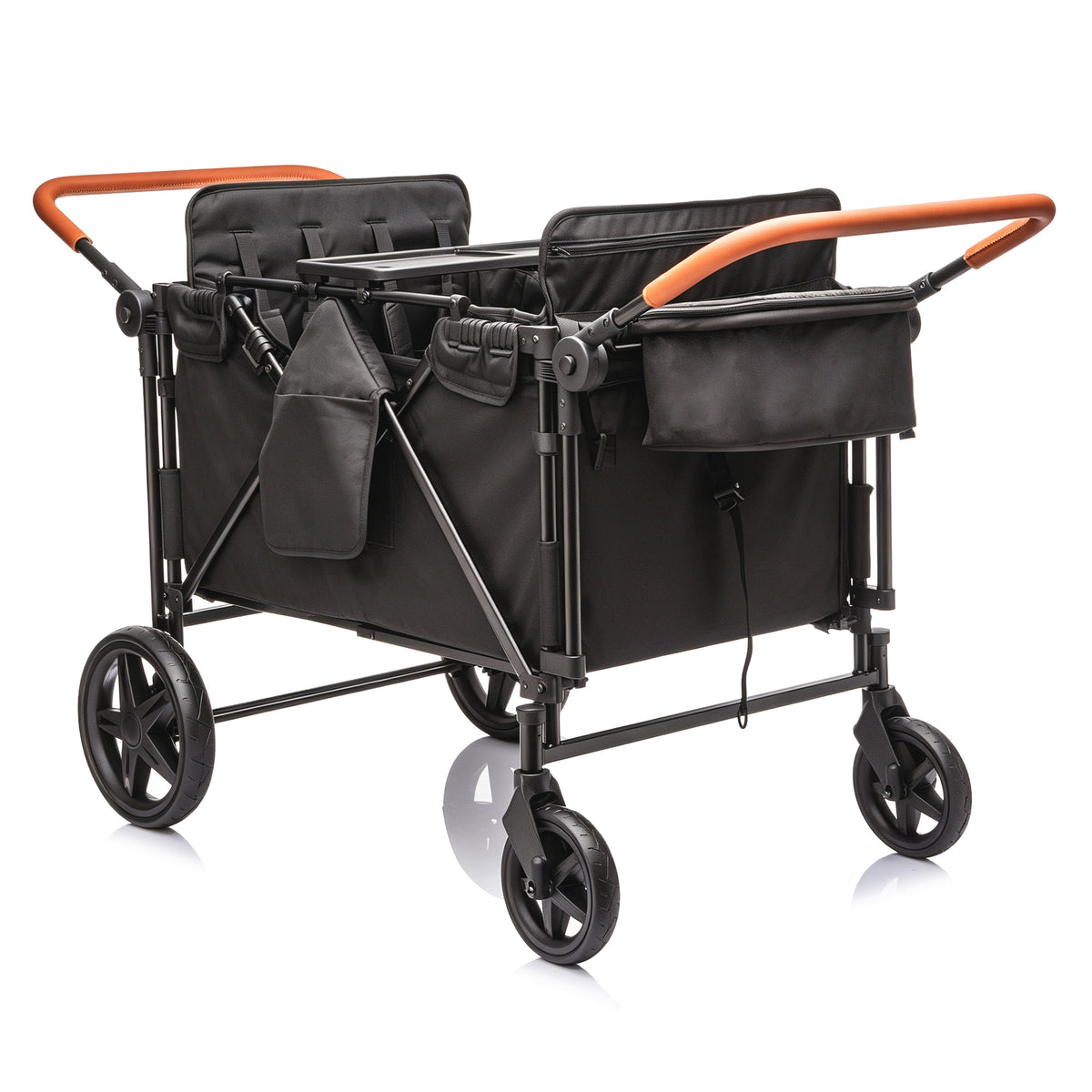 Wogan Stroller W/removble 4-Seater,Extra-Thick Support Bar & Higher 212 Load Capacity,Multi-Zone Storage,5-Point Harness,Dual Leather Handles,All-Terrain PU Wheels w/ Suspension & One-Step Brake